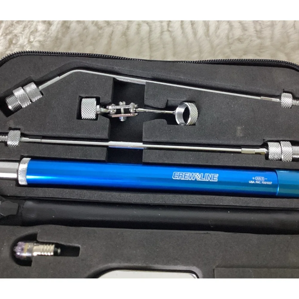 CREWLINE 8-Piece Metal Inspection Tool Light Kit in Zippered Case Unused VTG